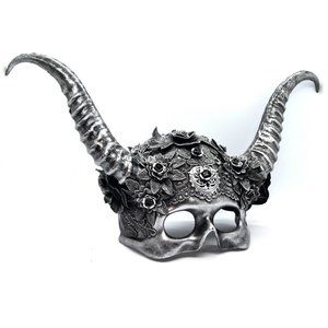 Costume Viking Warriors Mask with Ram Horns Handmade Exquisite details